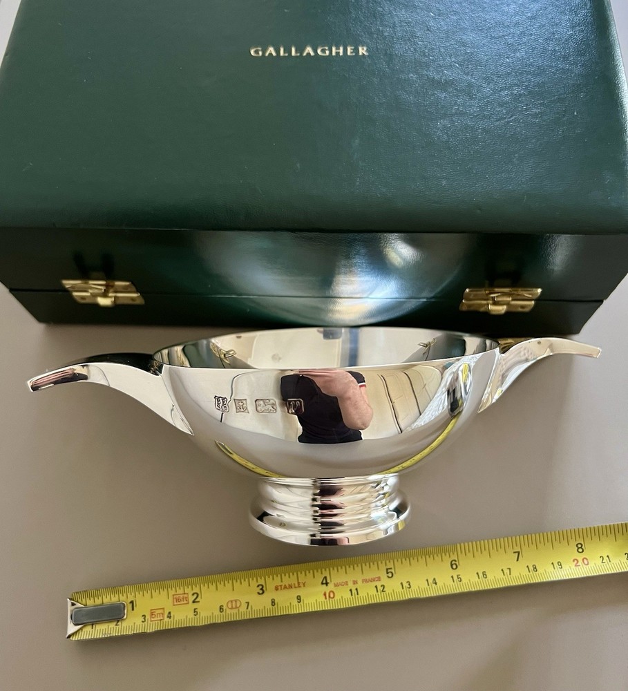 Solid Silver Large Heavy Quaich Bowl In Original Box