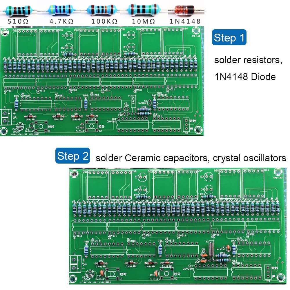 DIY Electronic Clock kit 6 bit Digital Circuit Clock Soldering kit Skill Cont...