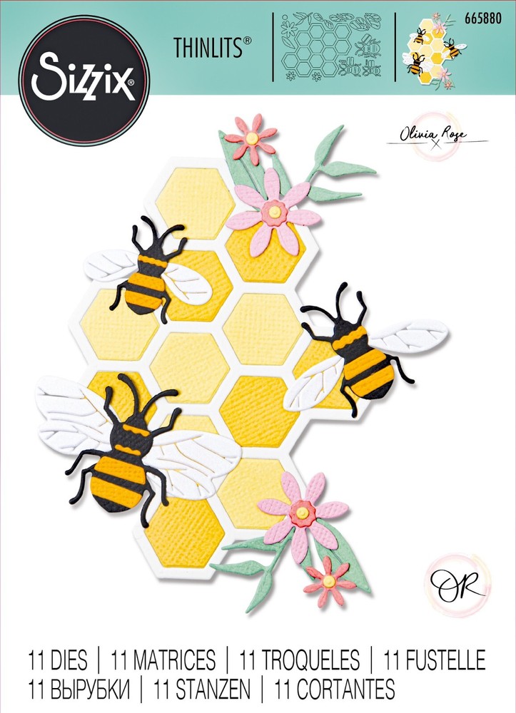 Sizzix Thinlits 11pc set - Bee Hive #665880 Retail $20.99 by Olivia Rose