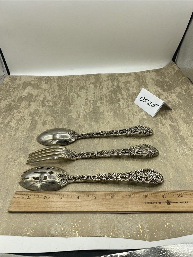 Godinger Made for Neiman Marcus, Grapevine Silver Plated 3 Piece Serving Set 9”
