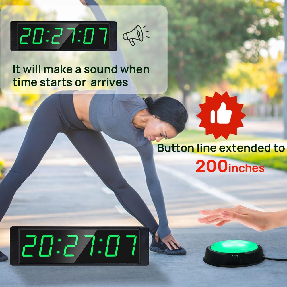 Gym Clock for Home Gym with Start/Stop Button, Interval Timer for Workout, St...