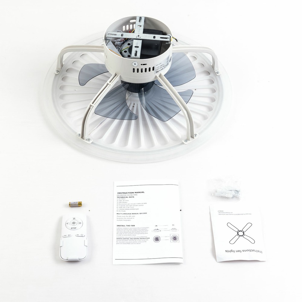 Ceiling Fan Light 48W Dimmable LED Light Flush Mount Lamp Remote Control,Timing