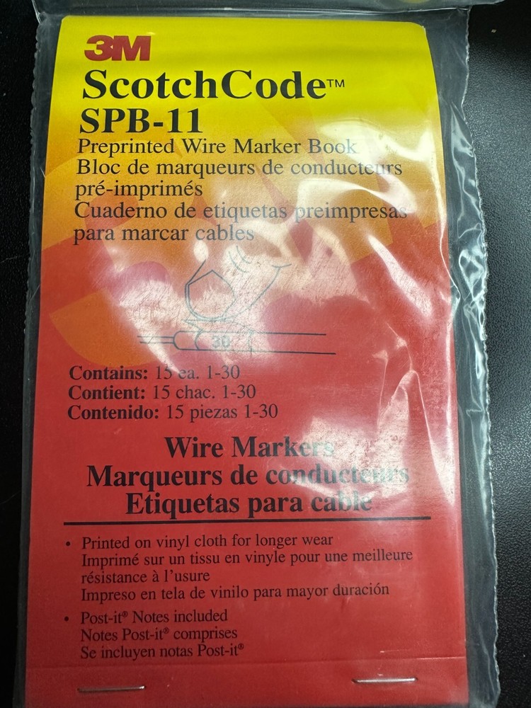 3M SPB-11 SCOTCH CODE PREPRINTED WIRE MARKER BOOK