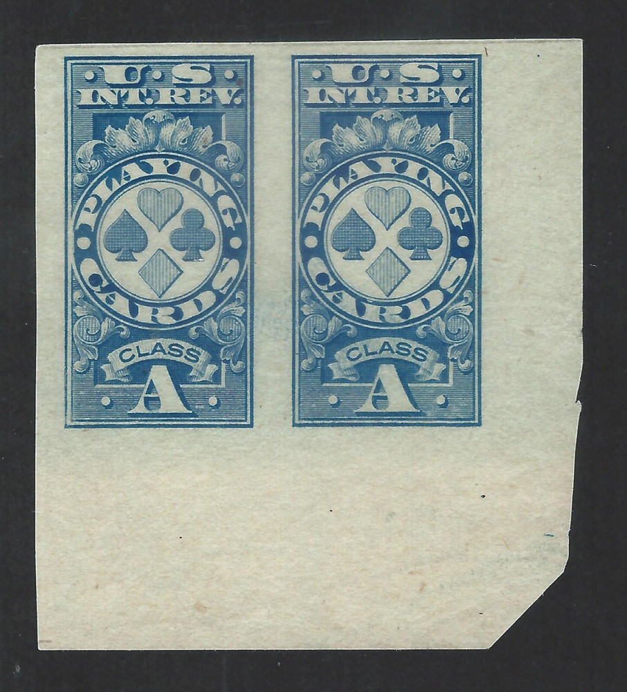 Bigjake: RF-11,  7 or 8 cent Playing Cards imperf  corner pair