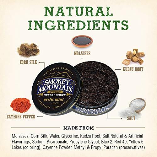 Smokey Mountain Herbal Snuff Nicotine-Free and Tobacco-Free Arctic Mint (10-C...