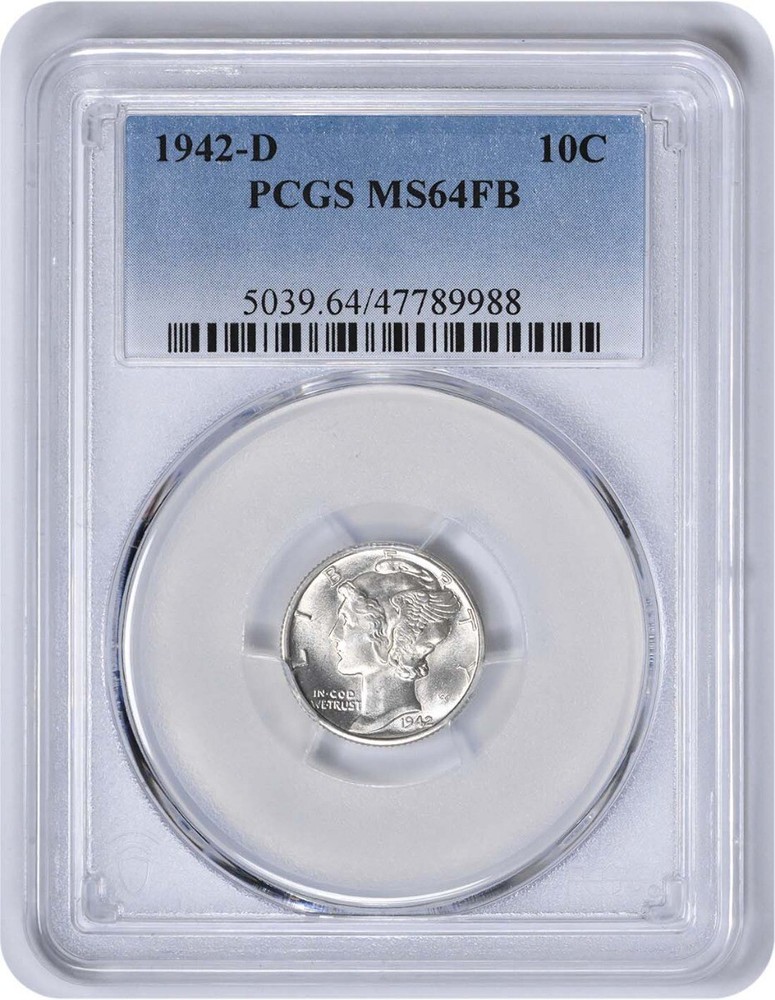 1942-D Mercury Silver Dime MS64FB PCGS
