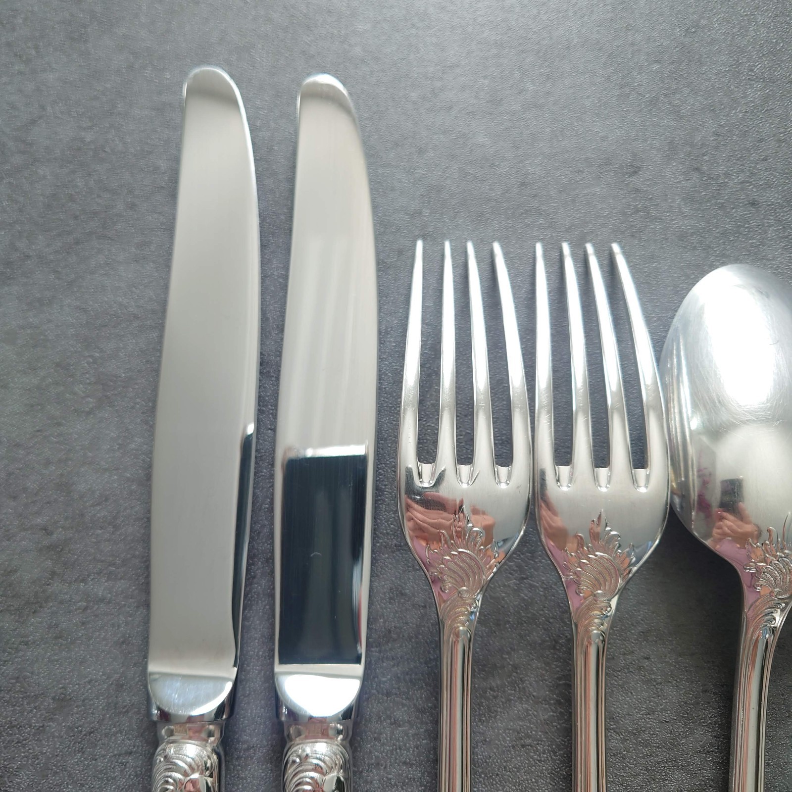 Christofle Marly 6pcs Silverplate Flatware Table Knife Fork Spoon Excellent