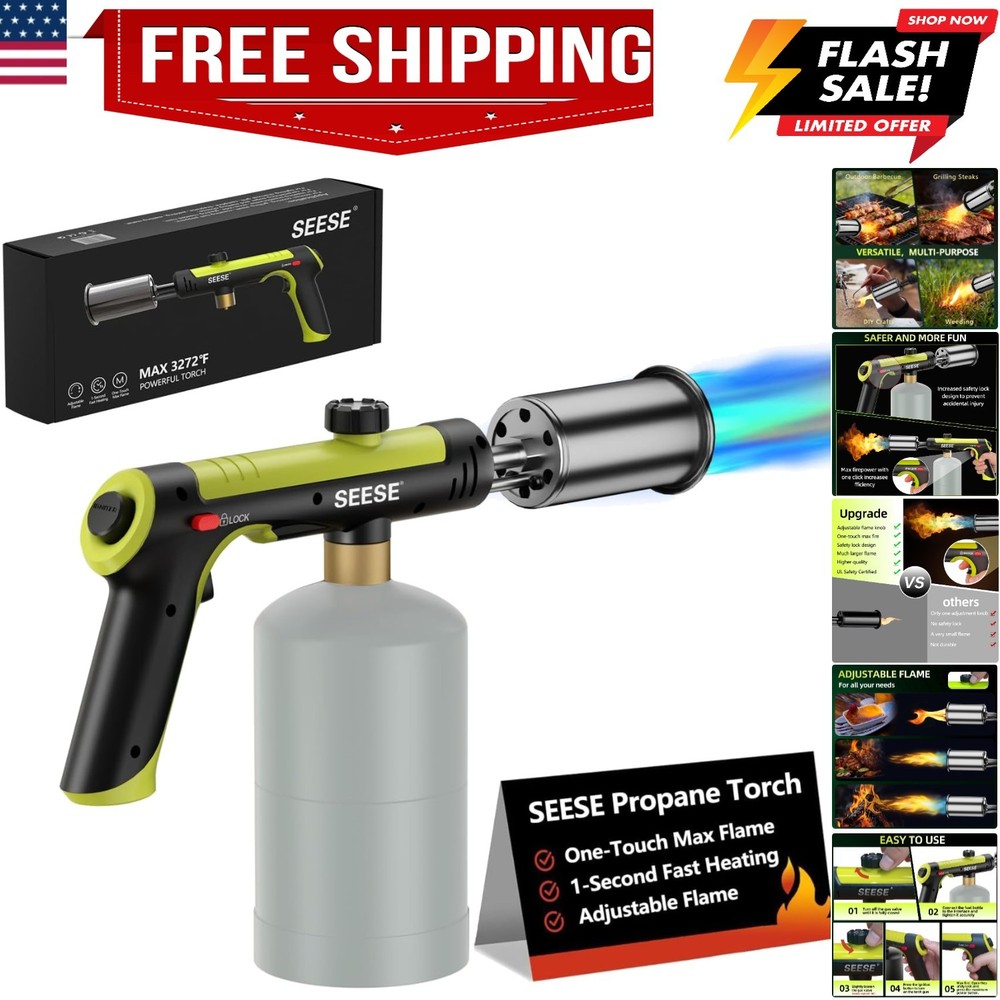 Powerful Propane Torch,Kitchen Cooking Torch With One-Touch Max Fire, Charcoa...