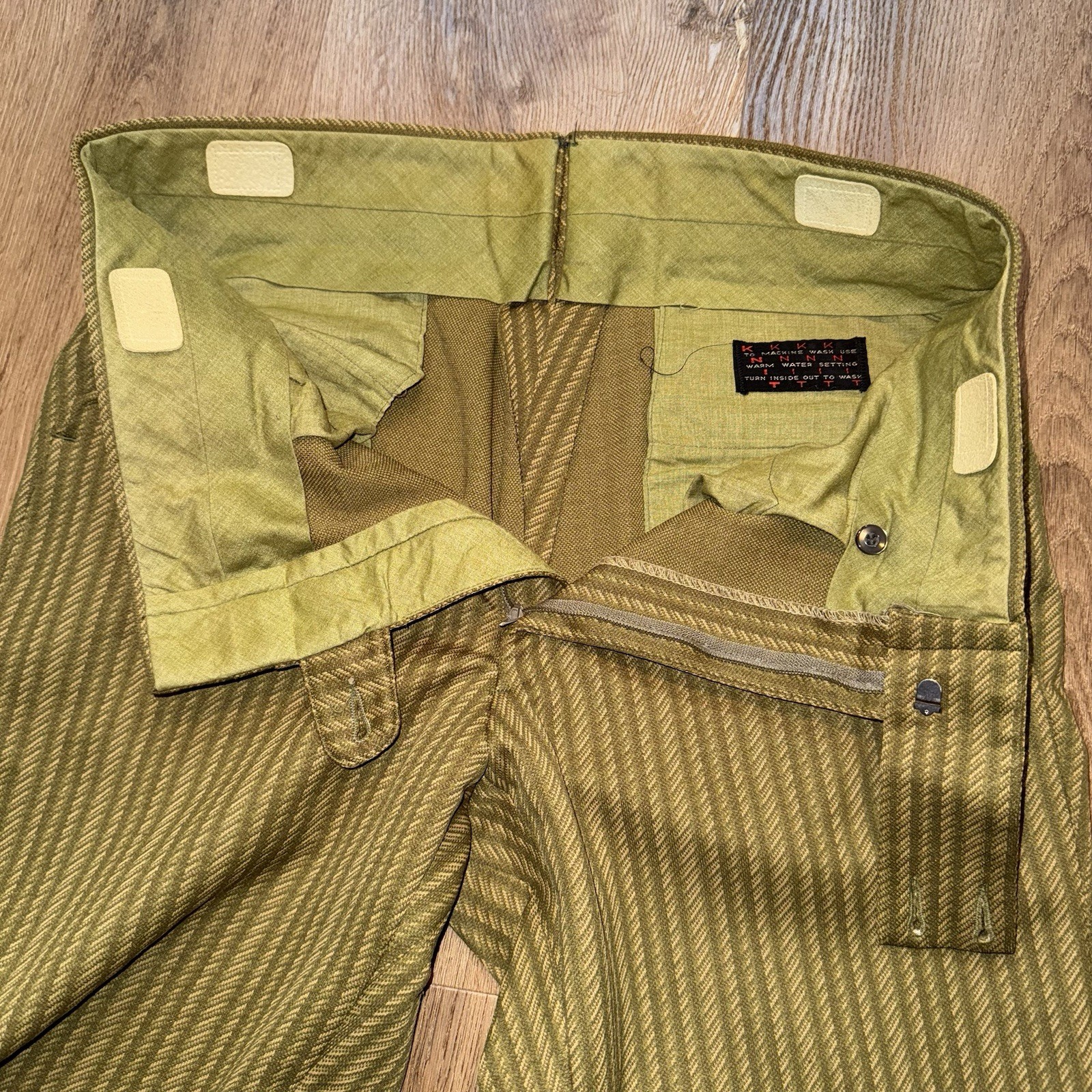 Vtg 60s Pants Mens 34 28 Marx Made Leisure Suit MCM Mod Beatnik Stripe Polyester