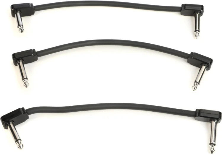 Ernie Ball Flex Patch Cable - 6 inches, Black, 3-pack