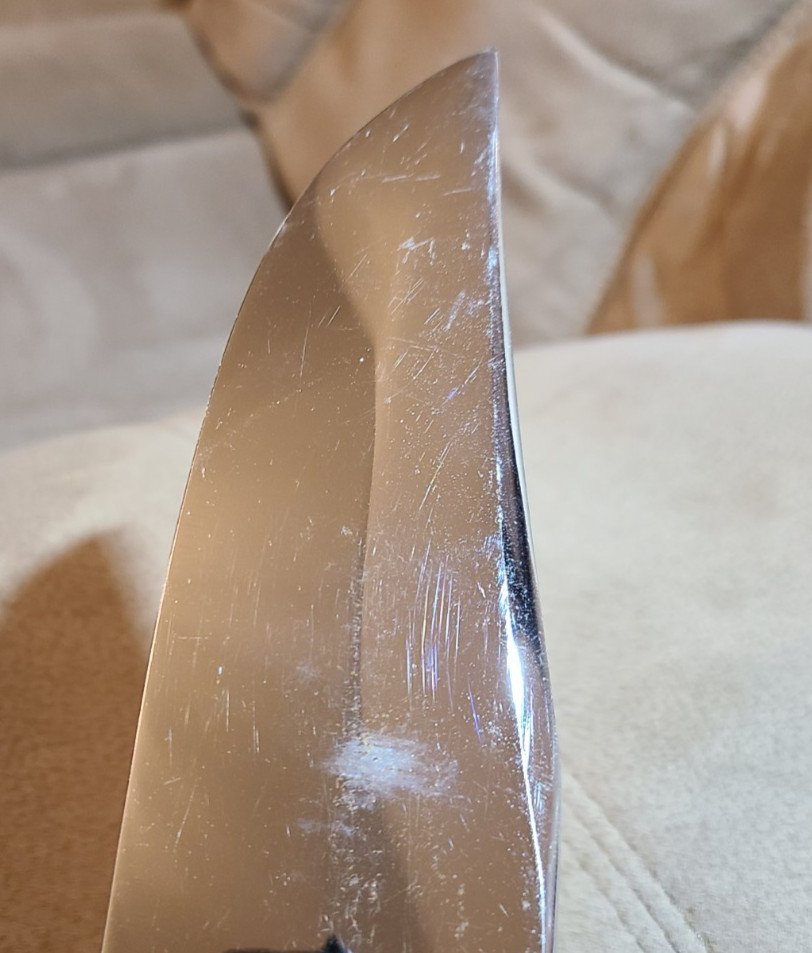 Large About 1 1/2 Pound Stag Bowie Indian Hunting Buffalo Scene Germany Chrome