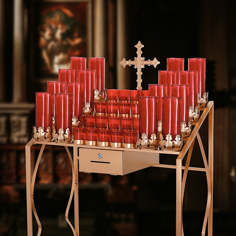 36 Light Votive Light Stand Combination With Locking Offering Box