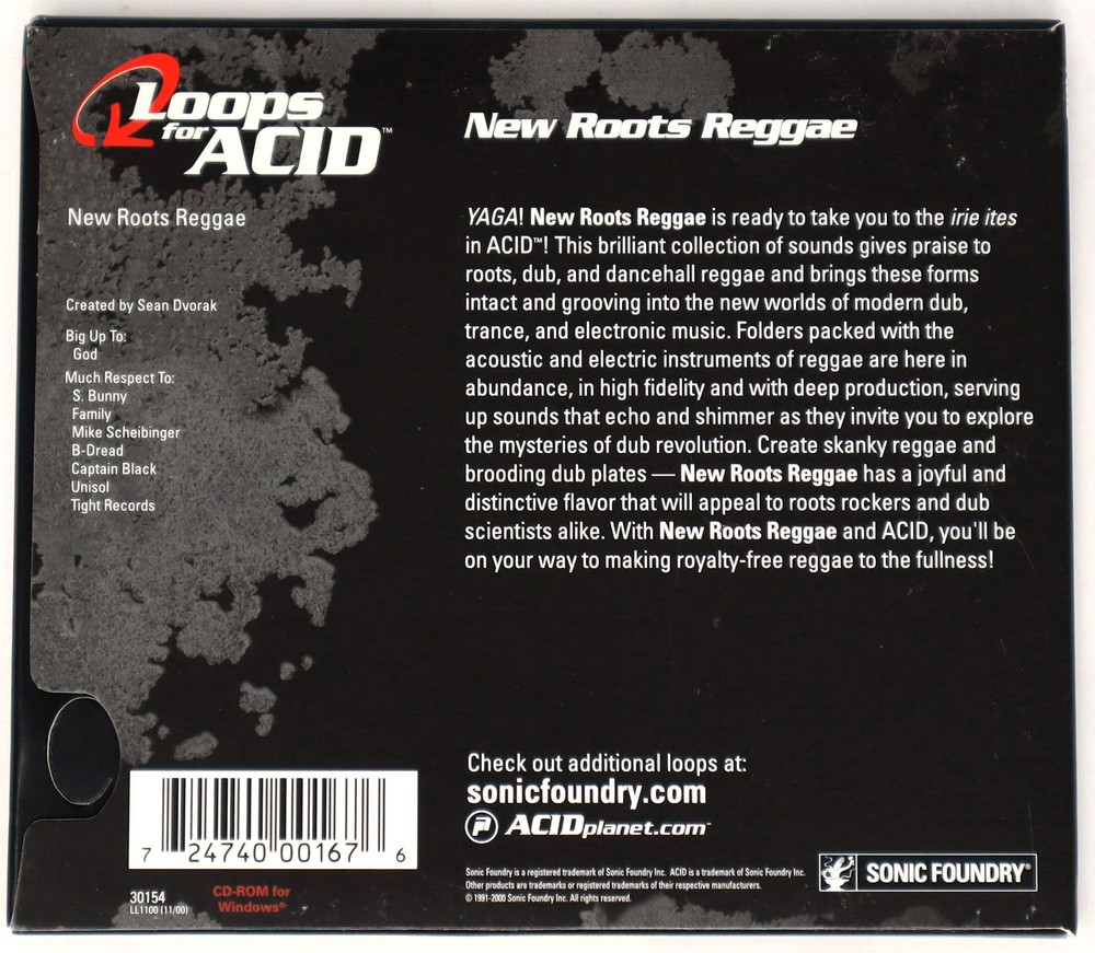 Sonic Foundry New Roots Reggae Loops For Acid Sample/Sound Library/Sampling CD