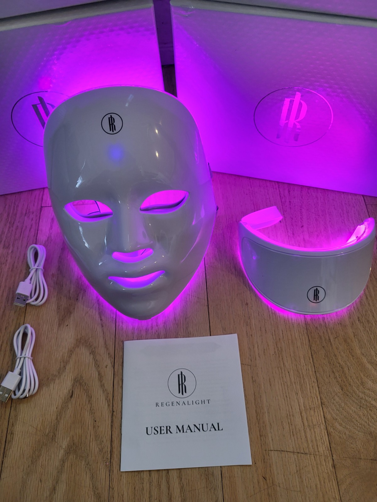 Regenalight Red Light Therapy Mask and Neck Piece. 7 light options in 1 mask.