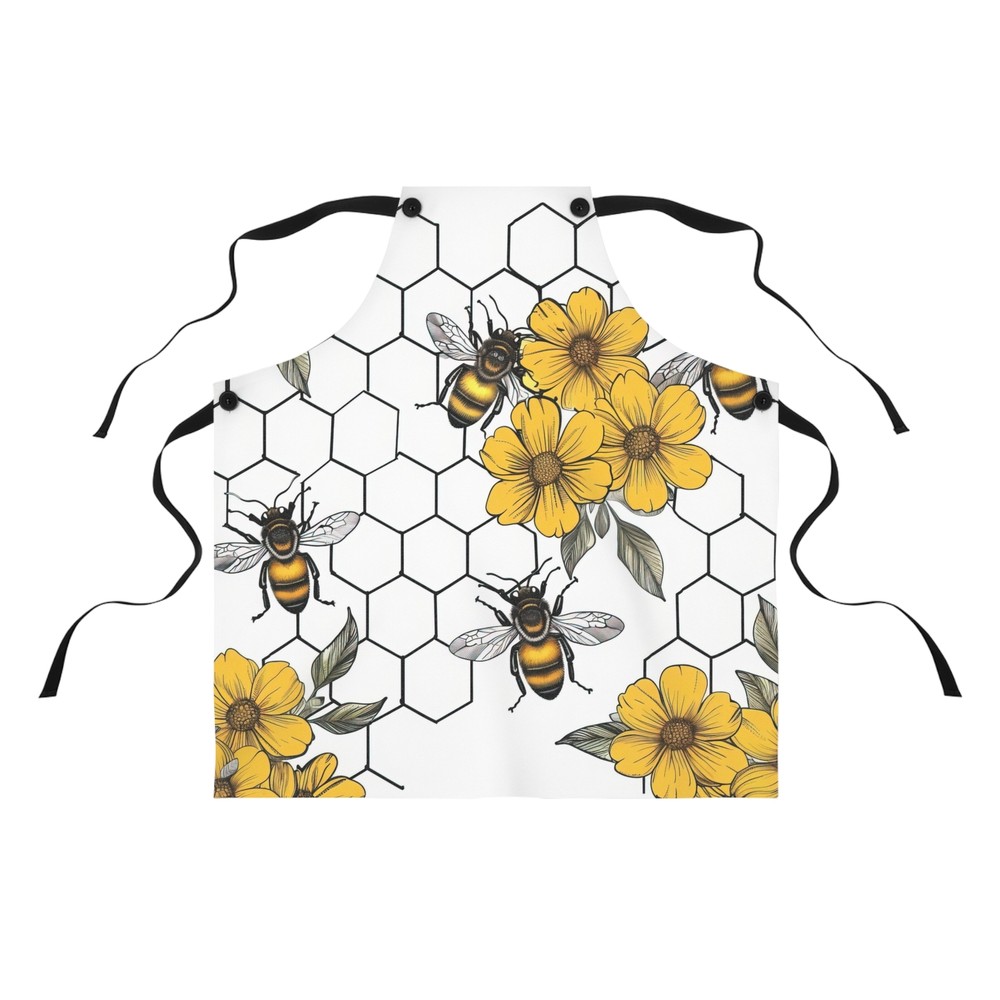 Honey Bee Flower Hive poly twill durable Apron (AOP)