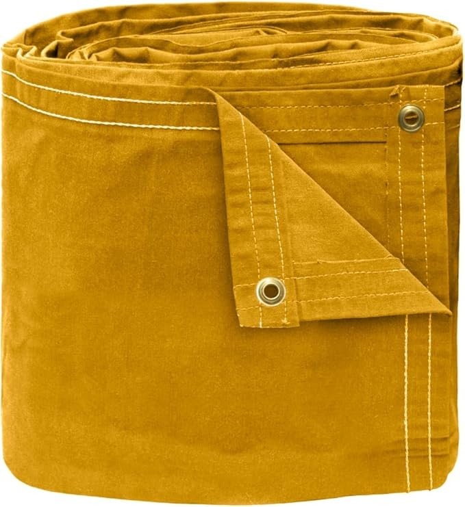Heavy Duty Waterproof Tan Canvas Tarp 16 oz Durable Multipurpose Tarpaulin