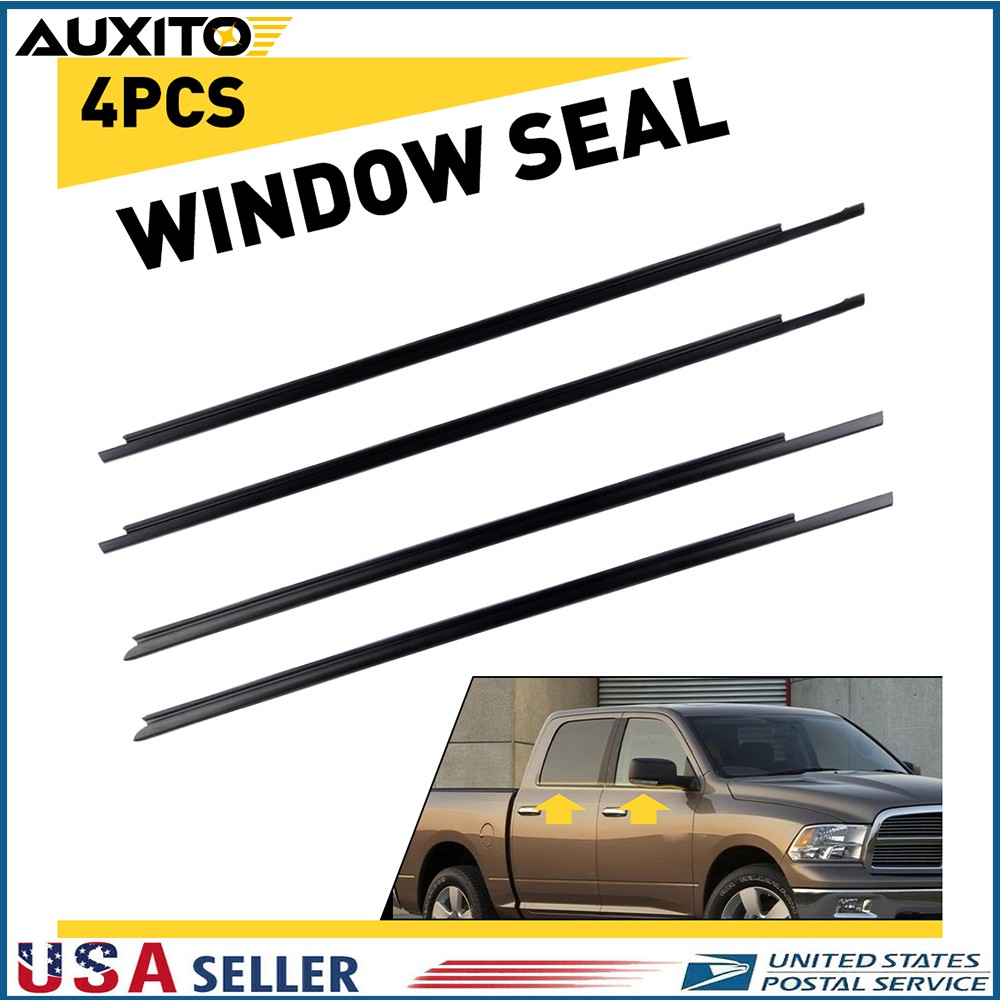 4x Weatherstrip Window Moulding Trim Belt For 2009-2021 Dodge Ram 1500 2500 3500