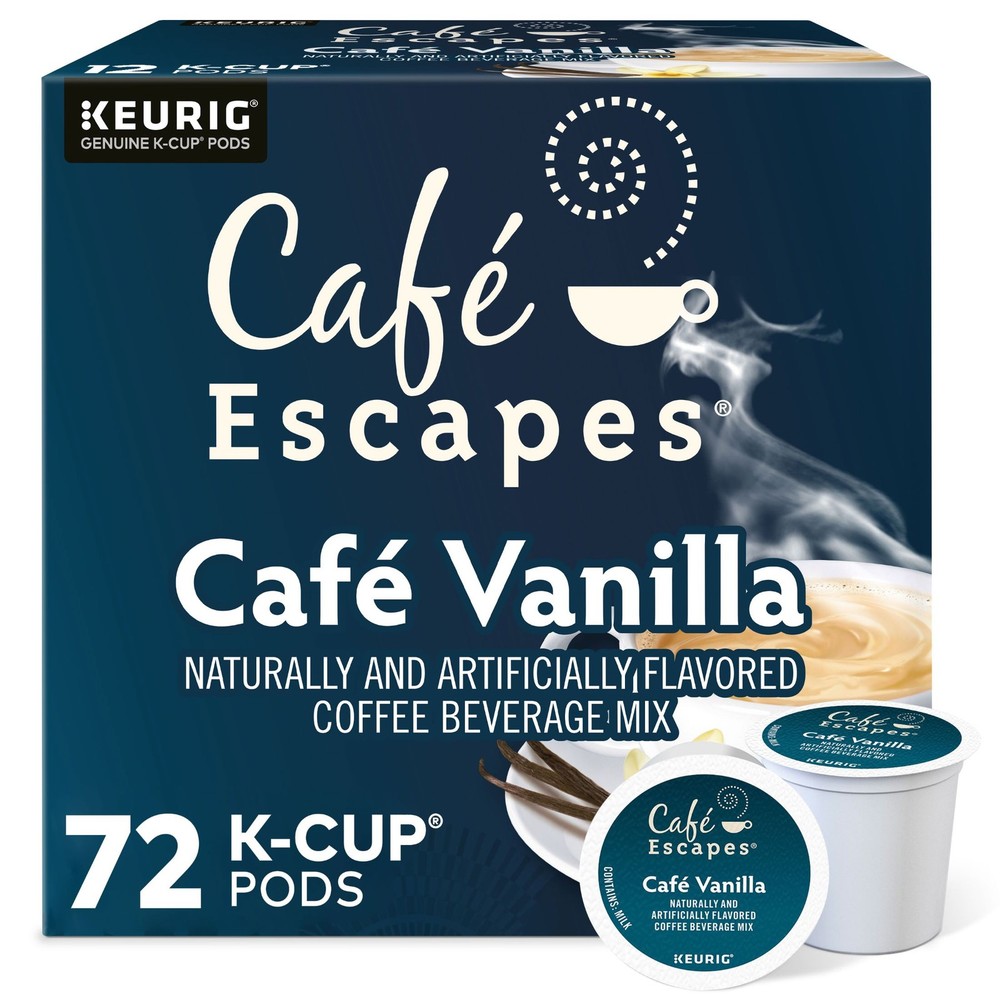 Cafe Escapes Cafe Vanilla, Keurig K-Cup Pod, 72 Count