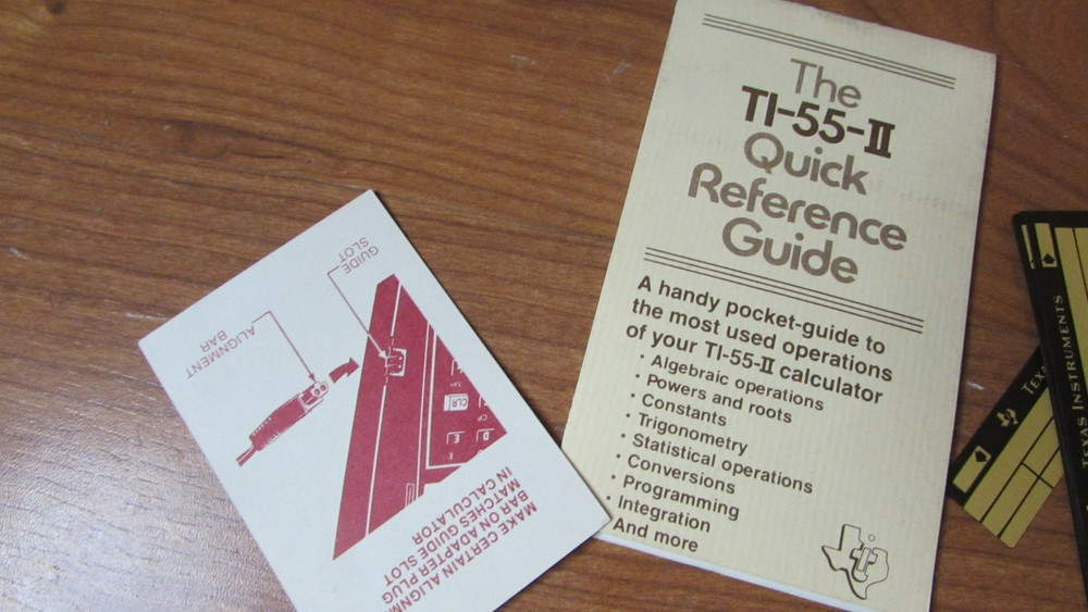 Texas Instruments TI-55-II Calculator Quick Reference Pocket Guide & Extras