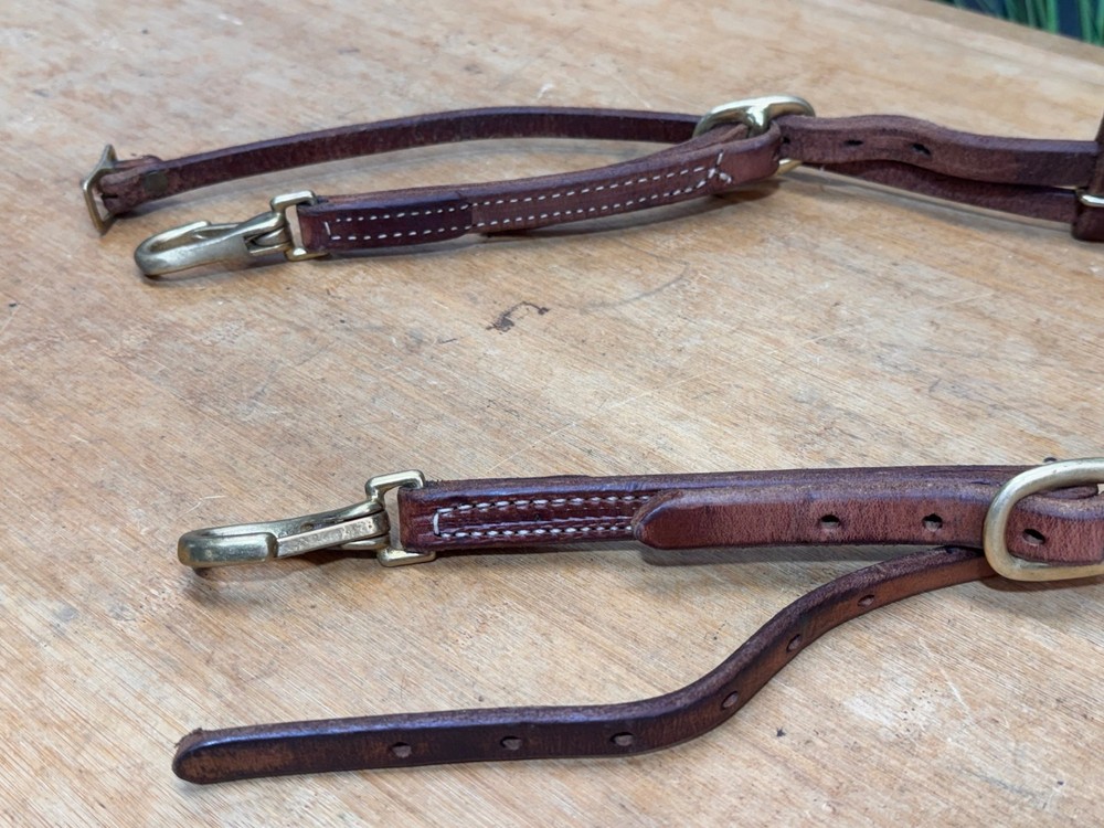 Harness Leather Browband Western Work Headstall w Brass Snaps