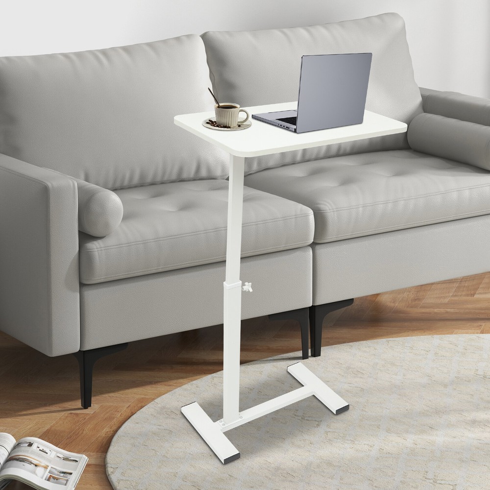 Bedside Table 24.8-40.55" Height Adjustable Sofa Side Table Rolling Laptop Table