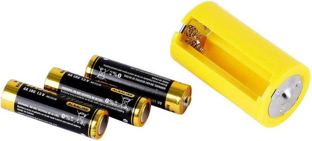 8 Pcs AA to Size D Battery Adapters Converter Cases Plastic Parallel Yellow