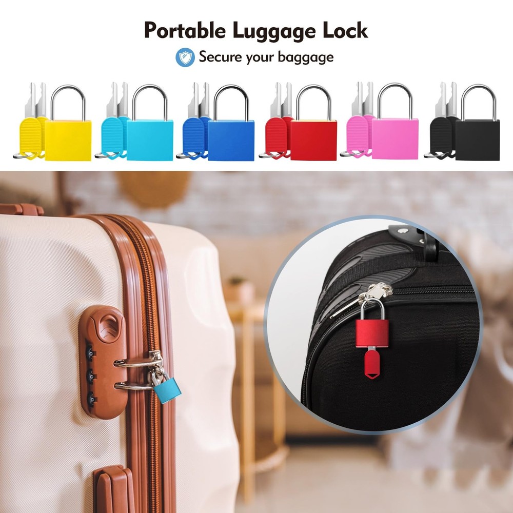 6PCS Luggage Locks Mini Padlock with Keys Small Suitcase Backpack Bag Locks