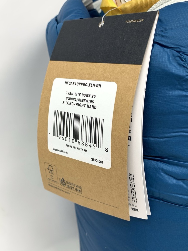 The North Face Trail Lite Down Sleeping Bag - Extra Long Right Hand, Blue