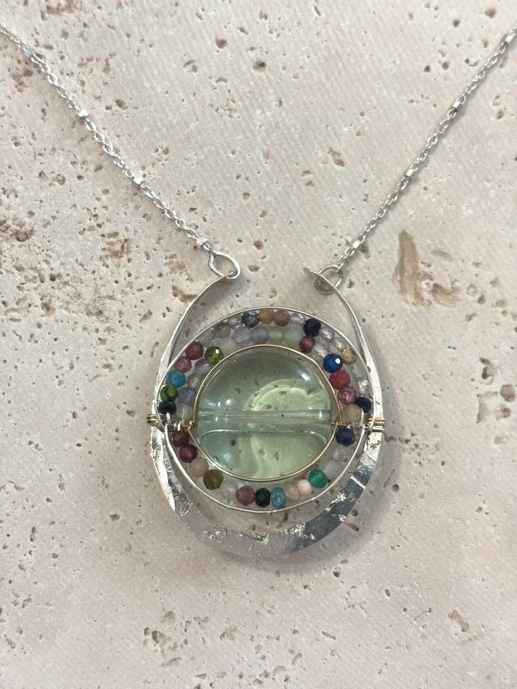 Fluorite Mixed Gemstone Pendant Necklace