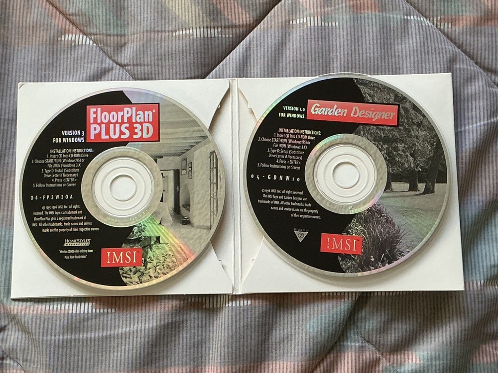 IMSI FloorPlan Plus 3D Garden Designer PC Software. CD’s & Floopy disk