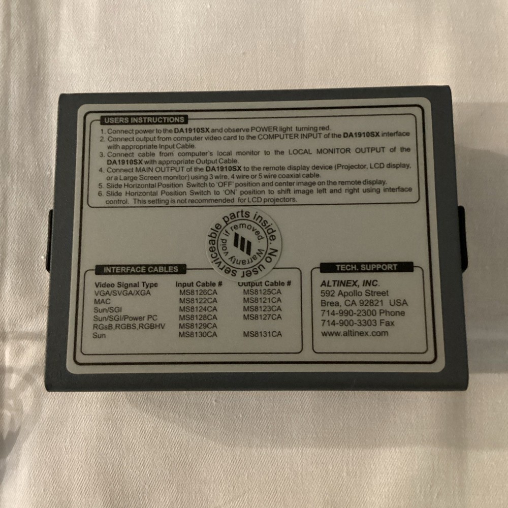 Altinex Compact Computer Video Interface DA1910SX