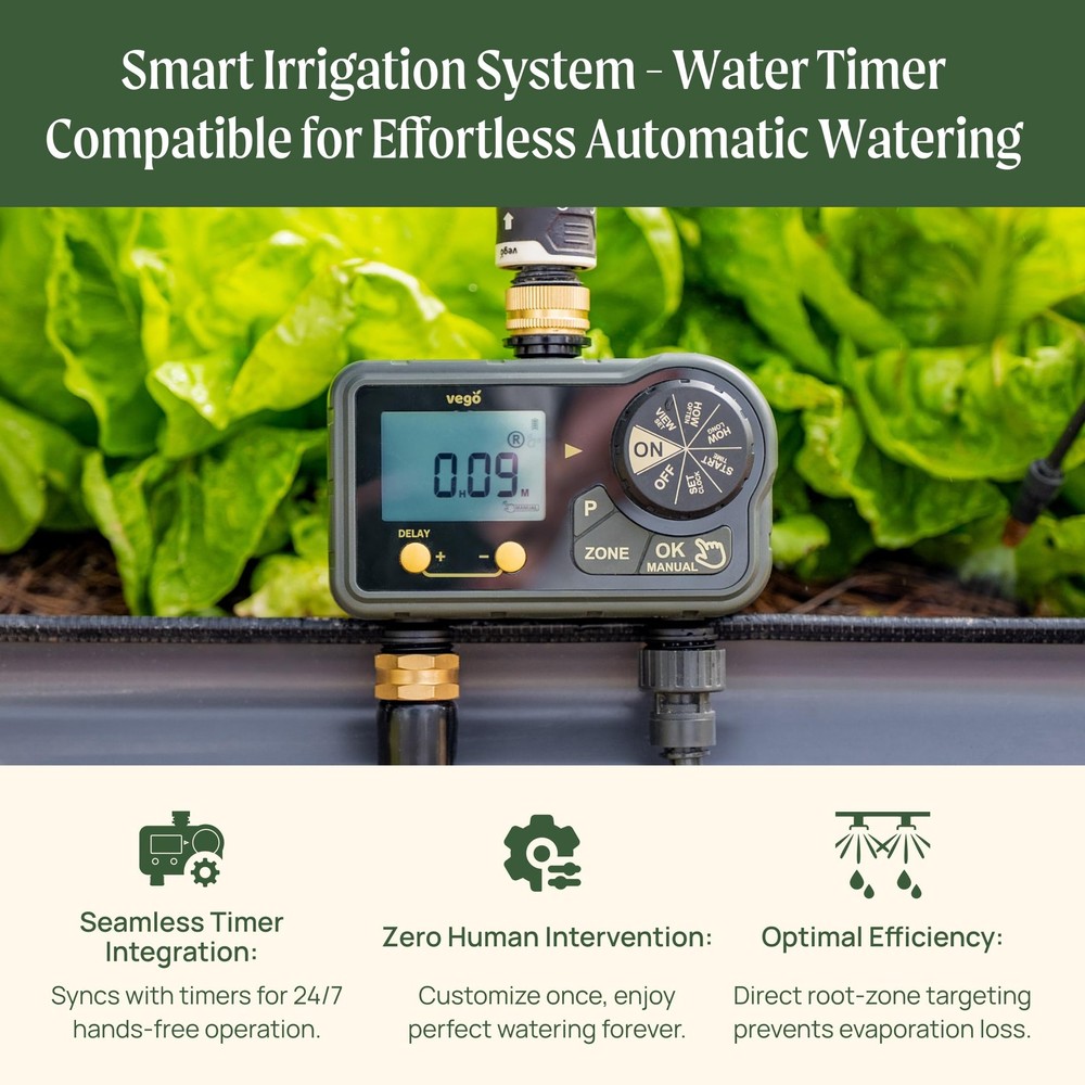 Vego Garden Drip Irrigation System Kit for Raised Beds - Efficient Watering