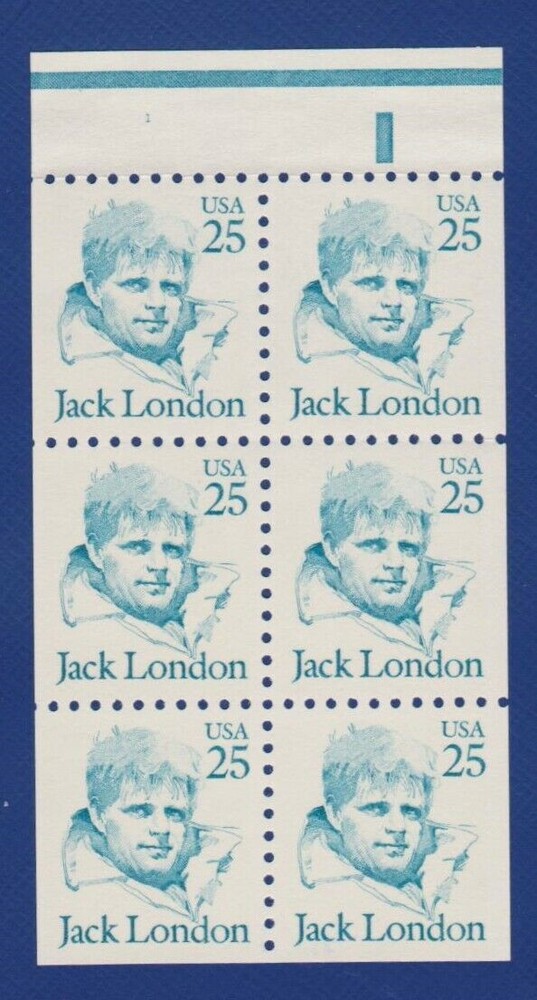 US, #2197a Jack London booklet pane ,  6 25c, MNH