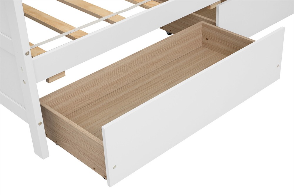 Twin Size Daybed Bed Frame Sofa Bed w/ 2 Storage Drawer Wood Slat Support