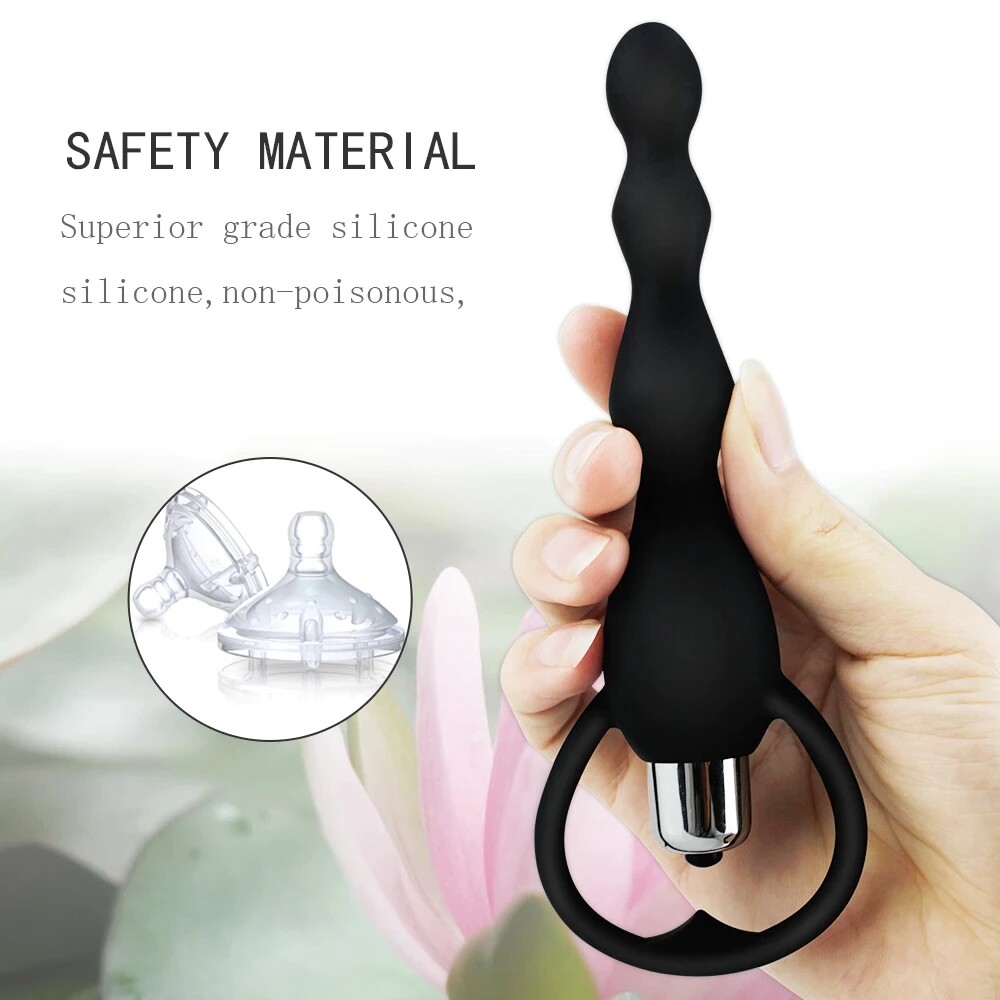 Anal Plug Beads Butt Extender with Removable Bullet Vibrator Prostate Massager