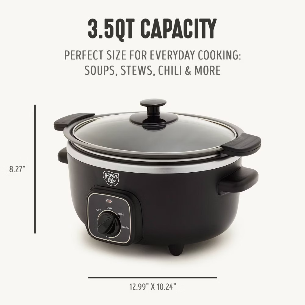 GreenLife 3.5qt Slow Cooker Black
