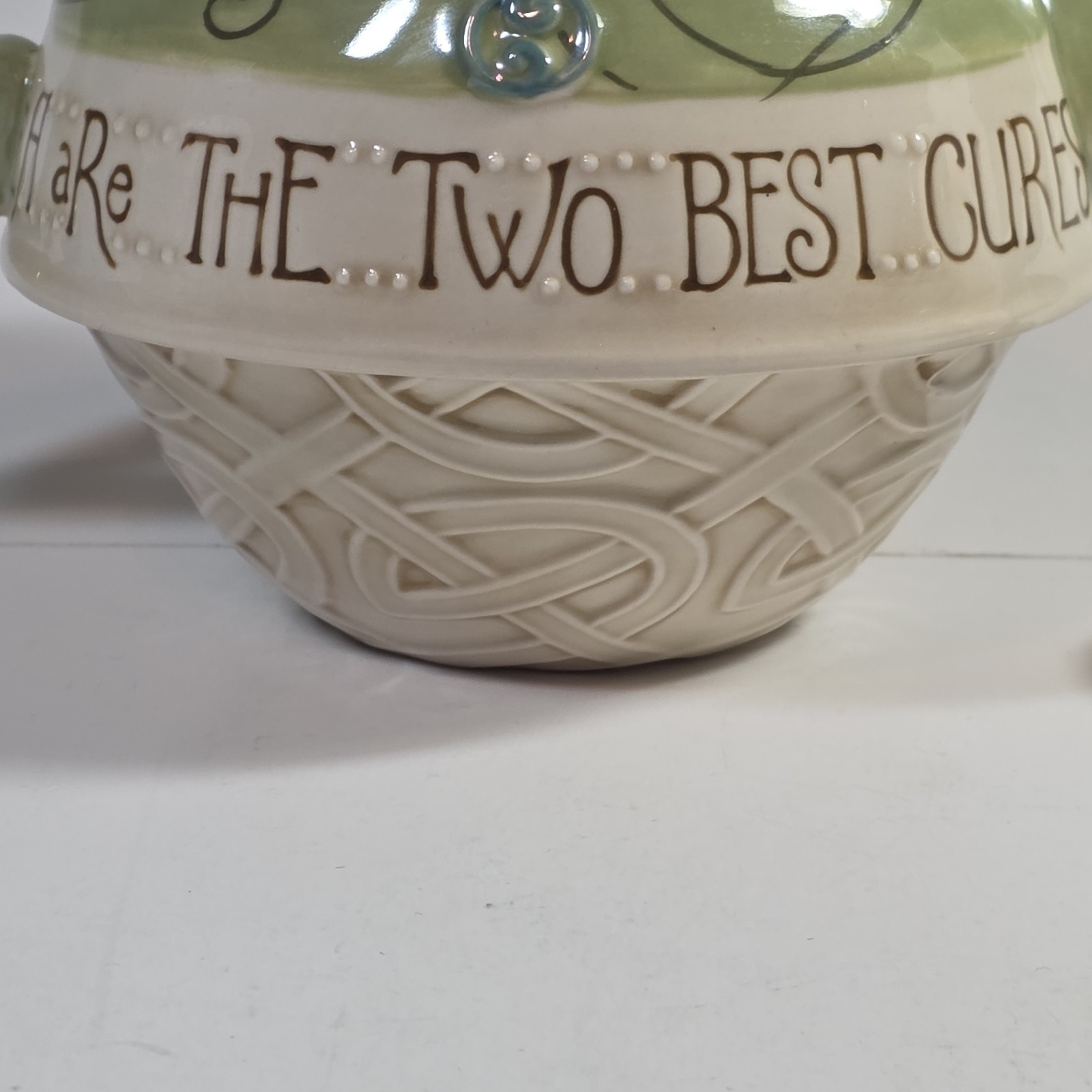 Grasslands Road Nesting Teapot Celtic Inspired Design Floral Green Cream 2 Piece