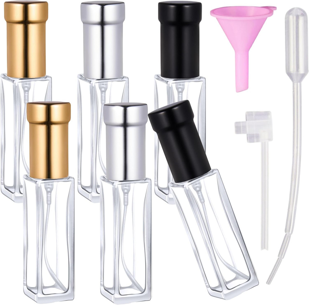 6 Pack 10Ml Perfume Travel Refillable Bottles Leak Resistant Empty Glass Spray B
