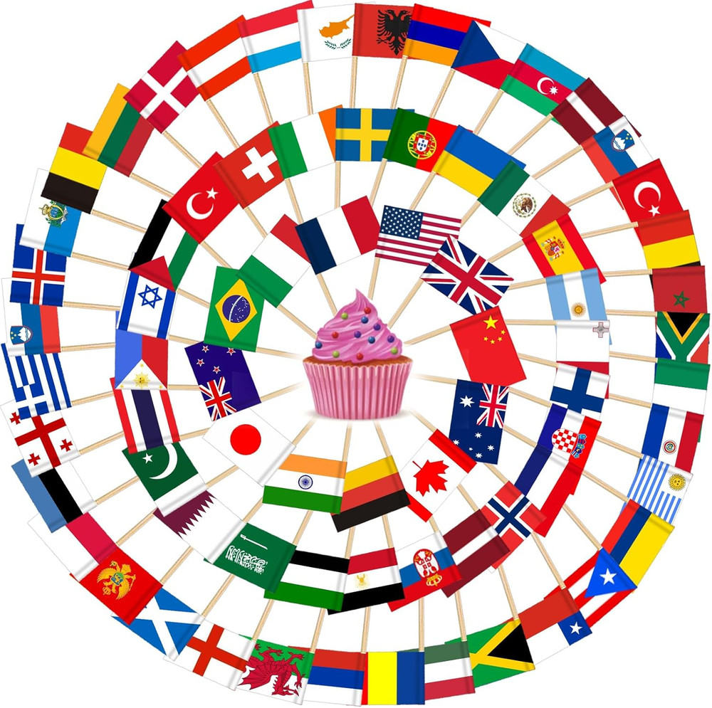 200 Pcs Different Countries Toothpick Flag, Mini Flags on Sticks, International