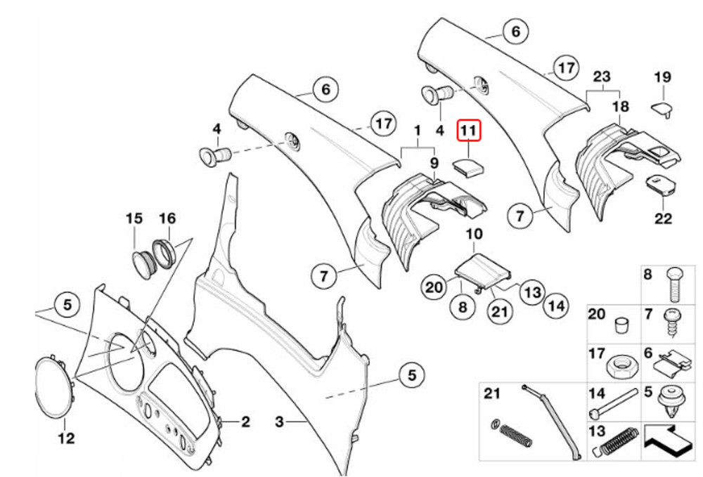 BMW E46 Convertible Top Upper Covers | Left & Right | 00-06 | DURABLE | 330ci M3