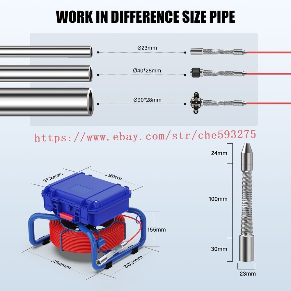 Sewer Inspection Camera with Meter Counter Pipe Drain Camera Self Leveling DVR
