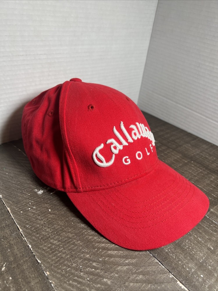Callaway Golf Hat Red Strap Back Vintage Spelled Out Logo Front