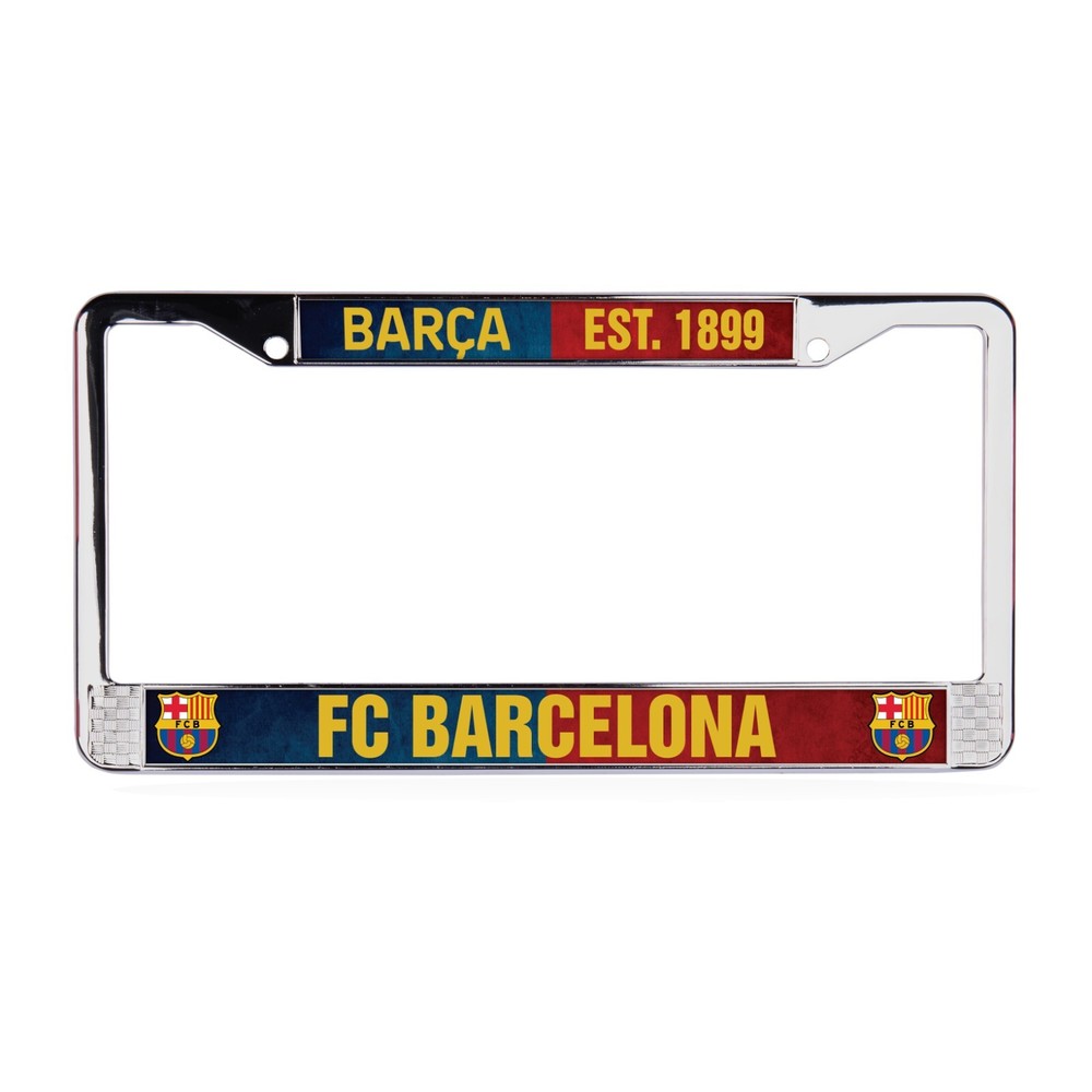 FC Barcelona 3D Polyurethane Fade Resistant 2-Hole Chrome License Plate Frame