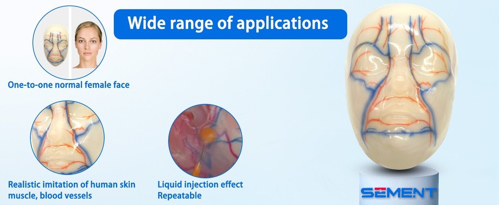 Multi-Functional Silicone Face Injection Model for Filler, Suture & Thread Train