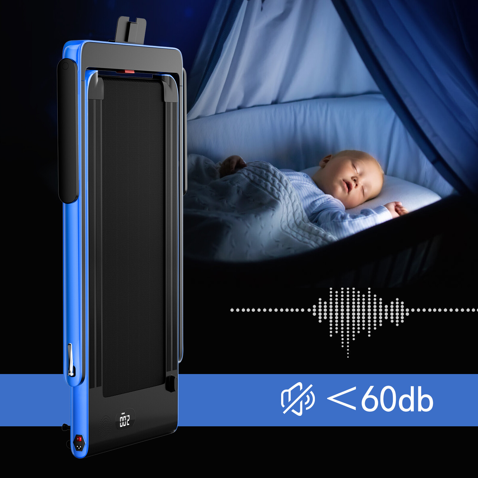 SuperFit 2.25HP 2 in 1 Folding Treadmill W/ APP Control Speaker Remote Control