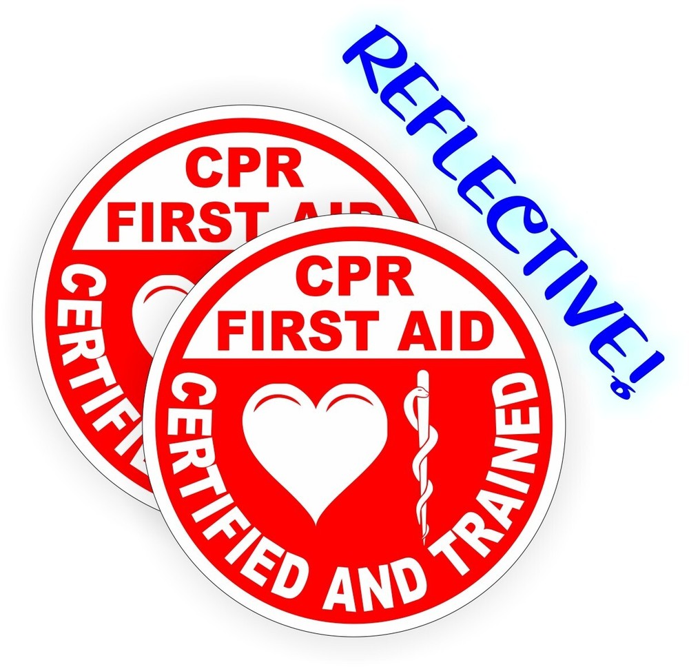 2 pack - Reflective CPR FIRST AID Vinyl Hard Hat Helmet Stickers Safety Decals