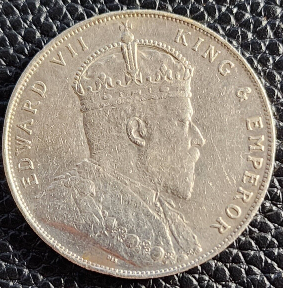 1908 Straits Settlements 1 Dollar Silver Coin - KM# 26 - VF - # 30009
