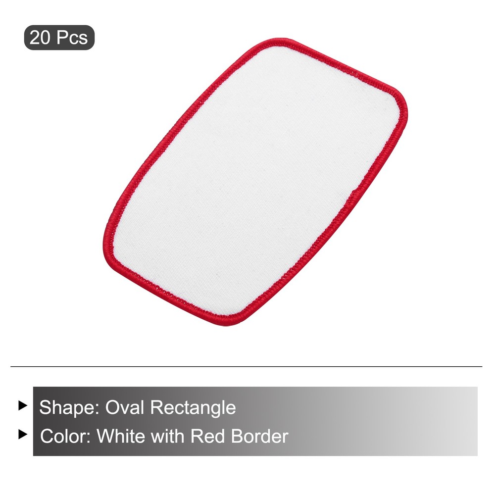 20pcs Sublimation Patch Blank Oval Rectangle White with Red Border