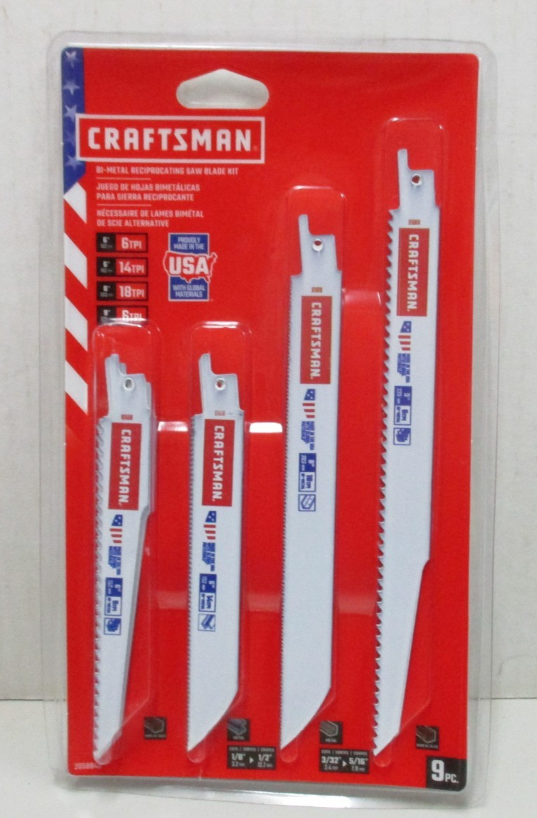 Craftsman 9pc Bi-Metal Reciprocating Saw Blade Kit 2058840
