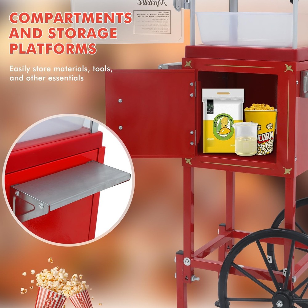 Popcorn Machine Maker With 8 Oz Kettle Makes Up to 32 Cups Popcorn Machine Ca...